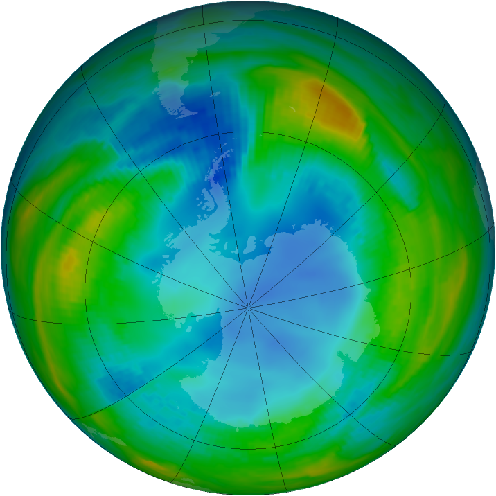 Antarctic ozone map for 08 August 1985